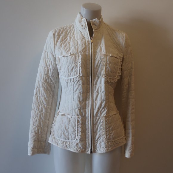 WOMENS CHEBY WHITE QUILTED LACE ITALIAN FULL ZIP JACKET 42 US/6 * - Picture 1 of 14